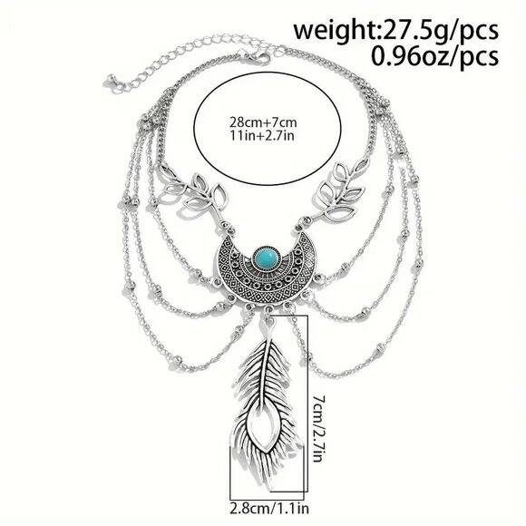 Wicked Silk Turquoise Silver Native Inspired Festival Armlet - Picture 5 of 5